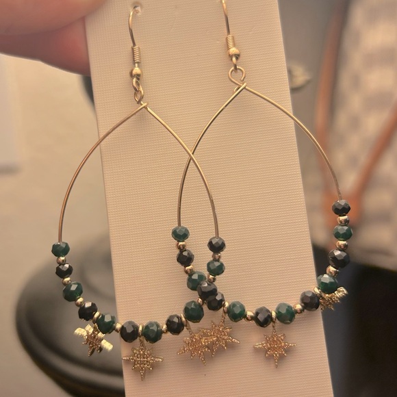 NWT Gold Beaded Celestial Star Drop Earrings - Picture 4 of 8